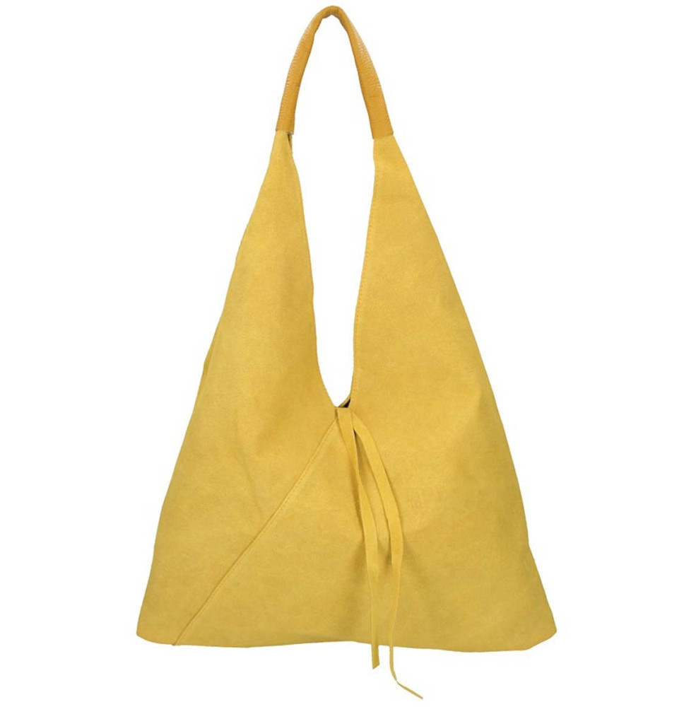 Genuine Leather Maxi Bag 184 mustard