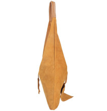 Okrová kožená kabelka na rameno v úpravě semiš 184