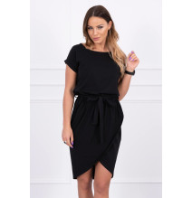 Cotton dress with belt MI8980 black