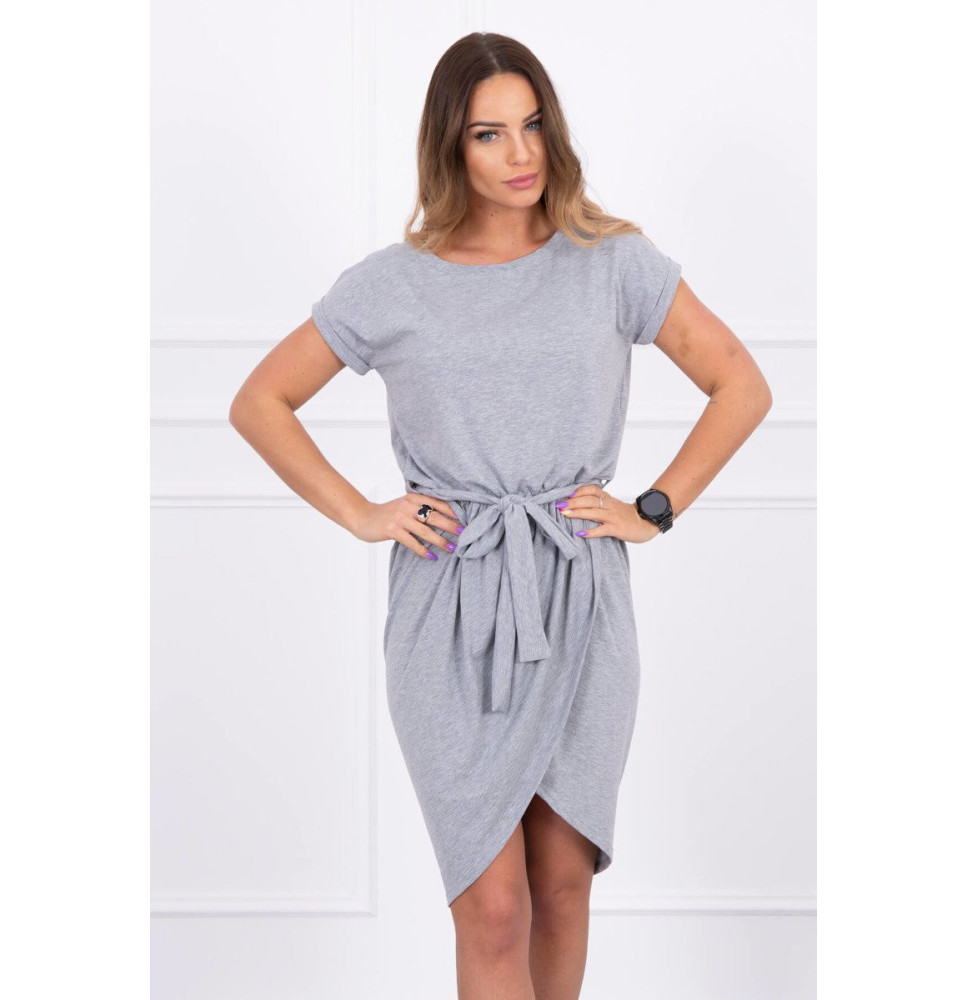 Cotton dress with belt MI8980 gray