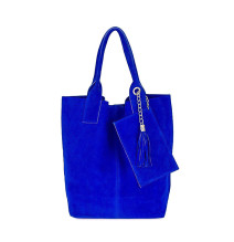 Maxi Borsa in pelle scamosciata 804 bluette