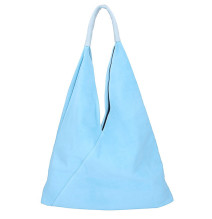 Genuine Leather Maxi Bag 184 light blue