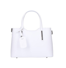 Genuine Leather Handbag white 1364 Made in Italy