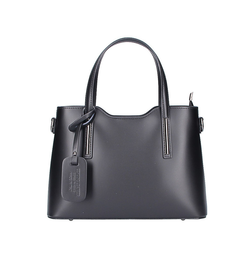 Genuine Leather Handbag black 1364 Made in Italy