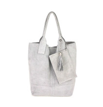 Maxi Borsa in pelle scamosciata 804 grigio
