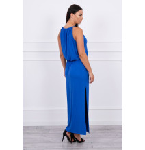 Long dress with slit MI8893 bluette