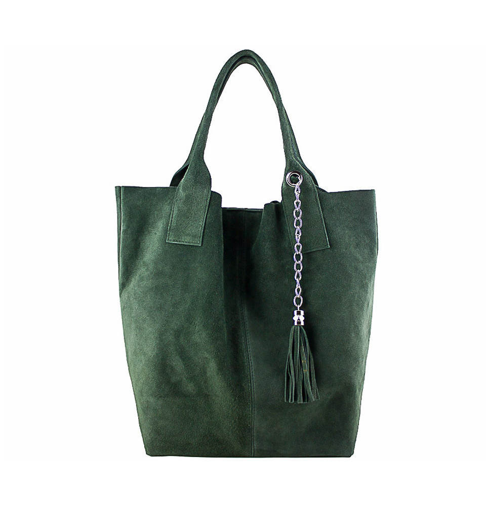 Genuine Leather Maxi Bag  804 dark green