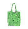 Zelená kožená kabelka v úprave semiš 804