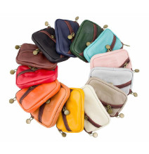 Leather Pouch 1241 gray Made in Italy