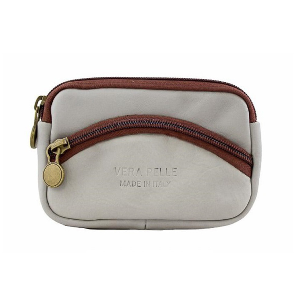 Leather Pouch 1241 gray Made in Italy