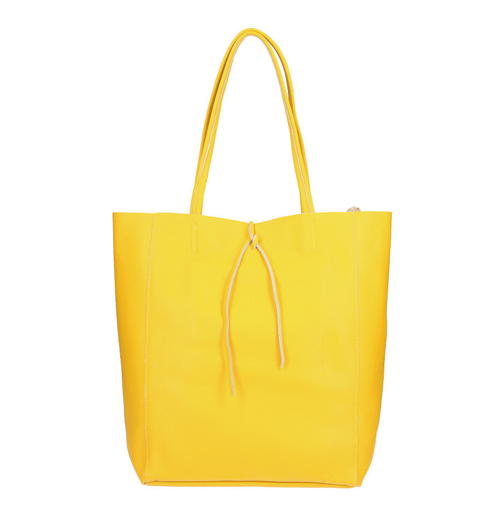 Genuine Leather Maxi Bag 396 yellow Made in Italy