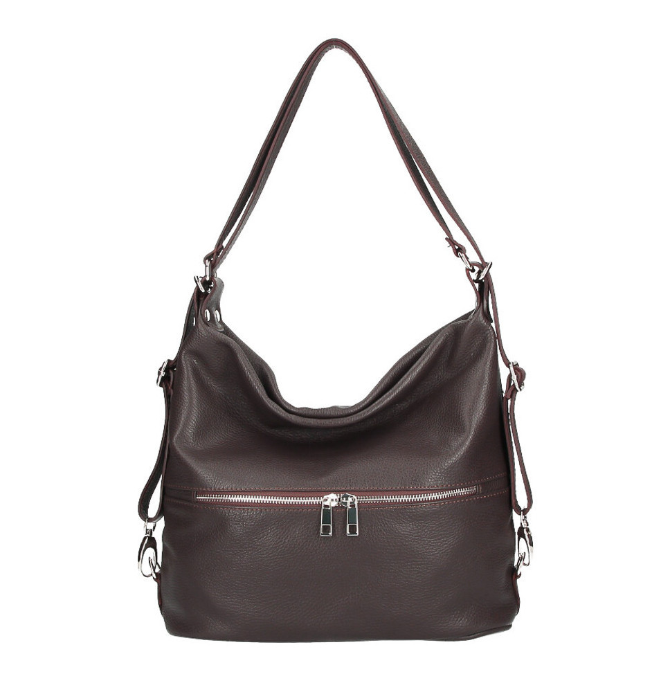 Leather shoulder bag/Backpack 328 dark brown
