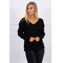 Dámsky sveter, s výstrihom 2019-33 fekete