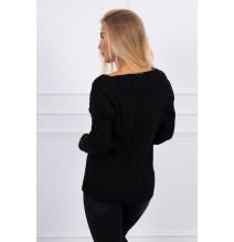 Dámsky sveter s výstrihom 2019-33 čierny