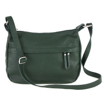 Leather Messenger Bag 392 dark green Made in Italy