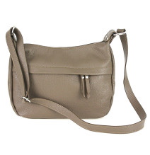 Leather Messenger Bag 392 dark taupe Made in Italy