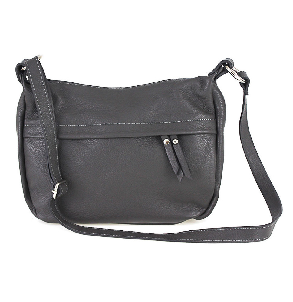 Leather Messenger Bag 392 dark gray Made in Italy