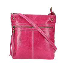 Schultertasche aus EchtLeder 727 fuchsie