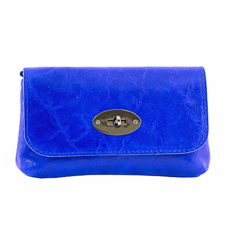 Kožená kabelka 1423 azurově modrá Made in Italy
