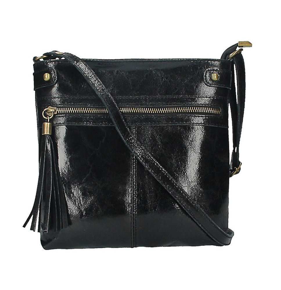 Genuine Leather Shoulder Bag 727 black