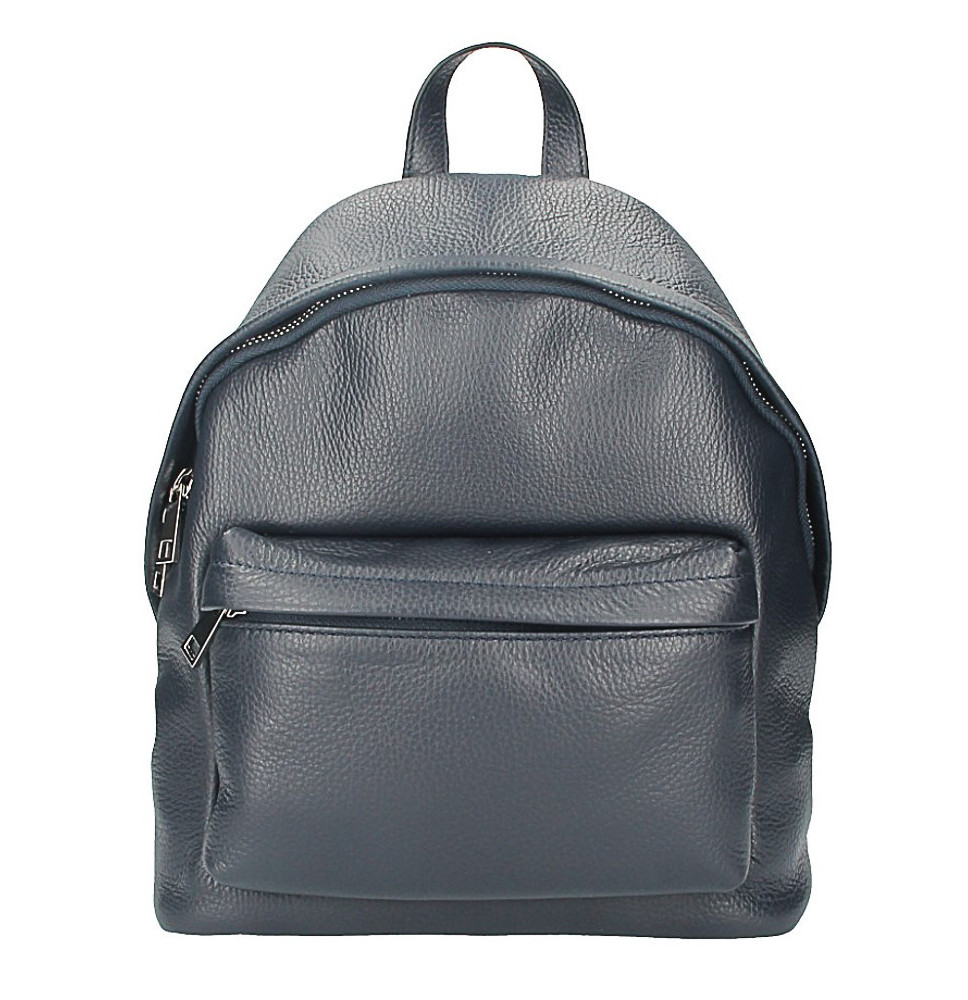 Leather backpack MI360 dark blue Made in Italy
