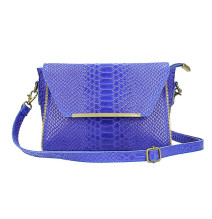 Kožená kabelka potisk krajta 528 azurově modrá Made in Italy