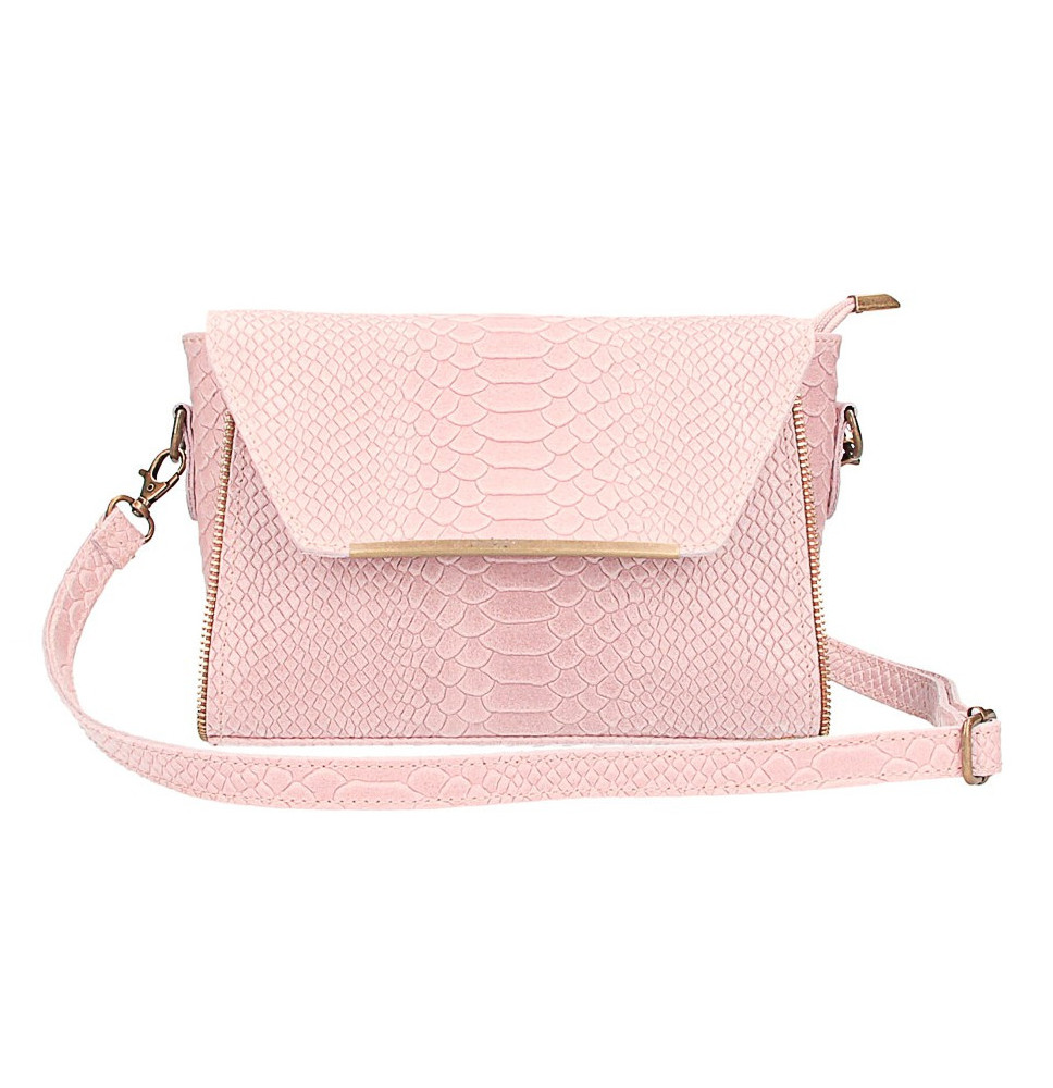 Leather messenger bag 528 powder pink Made in Italy