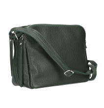 Kožená kabelka na rameno 517 tmavě zelená Made in Italy