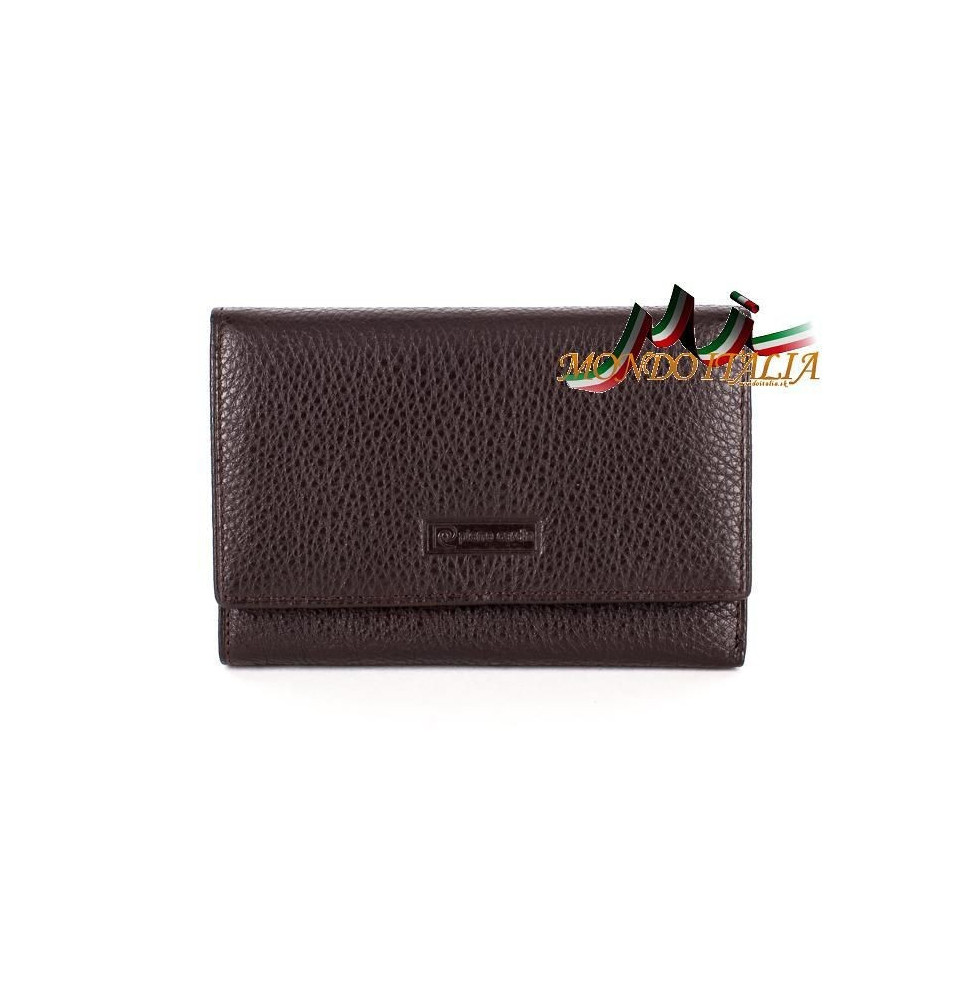 Woman genuine leather wallet dark brown PIERRE CARDIN
