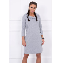 Šaty s kapucí a kapsami MIG8847 šedé