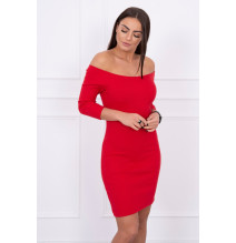 Notched dress with neckline MI8974 red