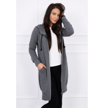 Dámska mikina s kapucňou a vreckami MI8924 grafitová