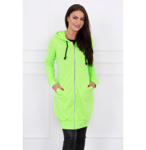 Hooded dress with e hood green neon