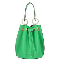 Kožená kabelka ve tvaru pytle 363 zelená