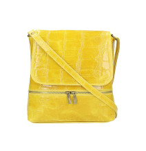 Kožená kabelka na rameno 573 žltá Made in Italy
