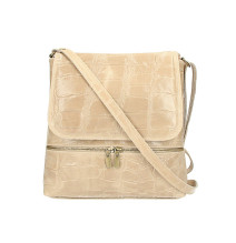 Kožená kabelka na rameno 573 šedohnedá Made in Italy