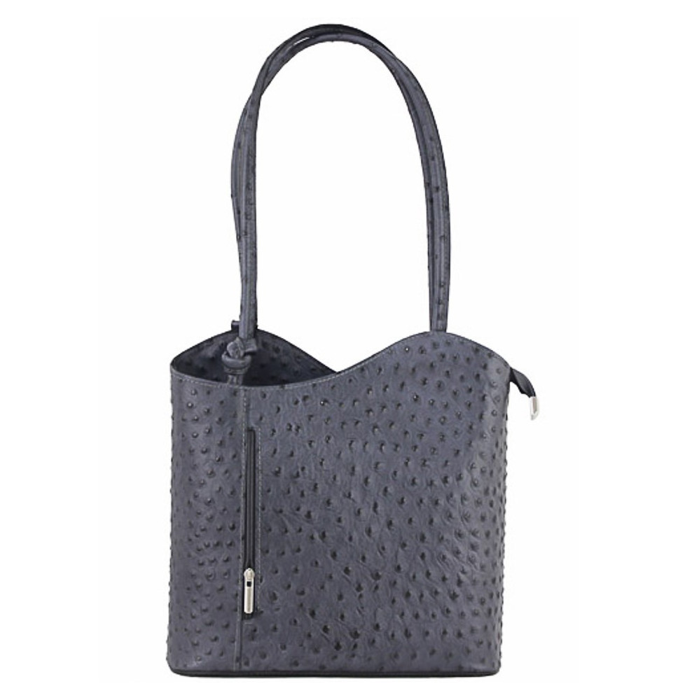 Leather shoulder bag/Backpack 1260 dark gray Made in Italy