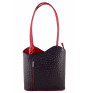 Kožená kabelka na rameno/batoh 1260 čierna+červená Made in Italy