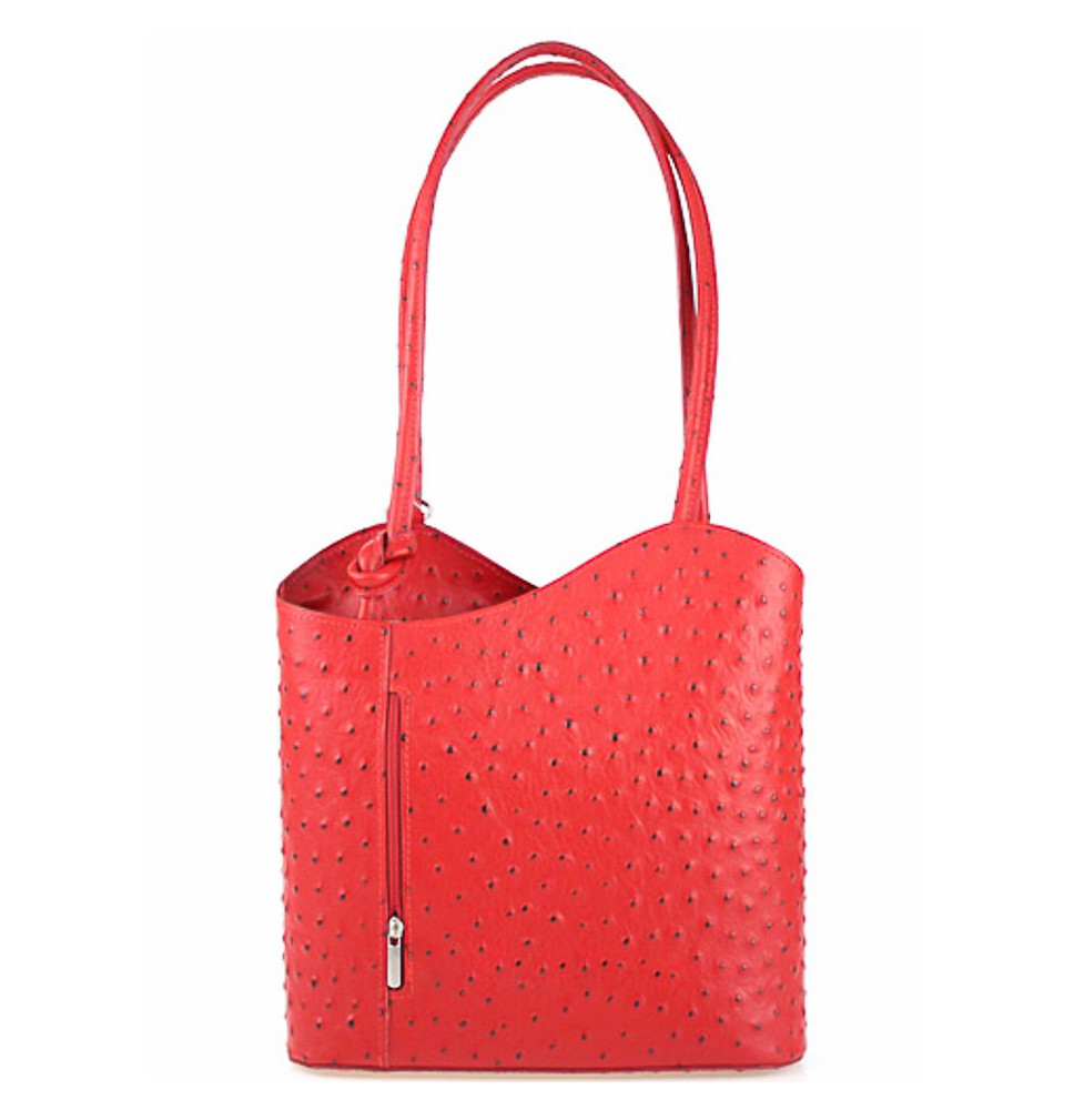 Leather shoulder bag/Backpack 1260 light red Made in Italy