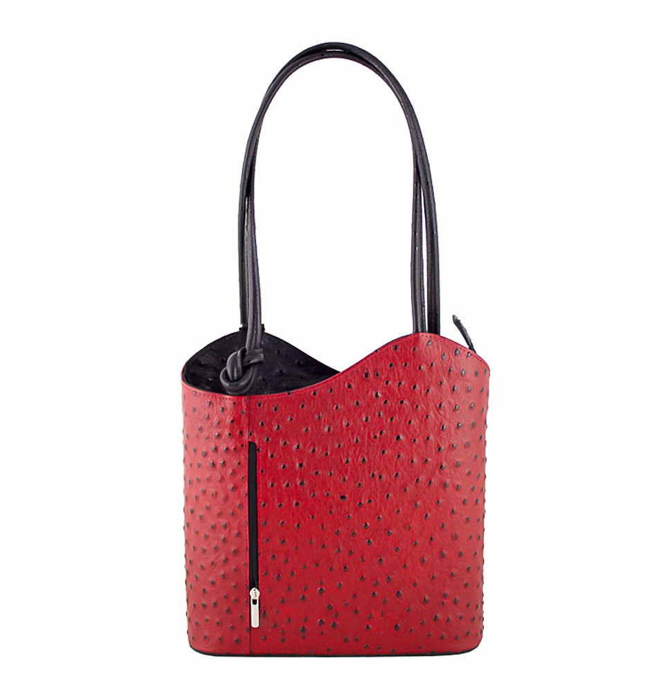 Leather shoulder bag/Backpack 1260 dark red Made in Italy