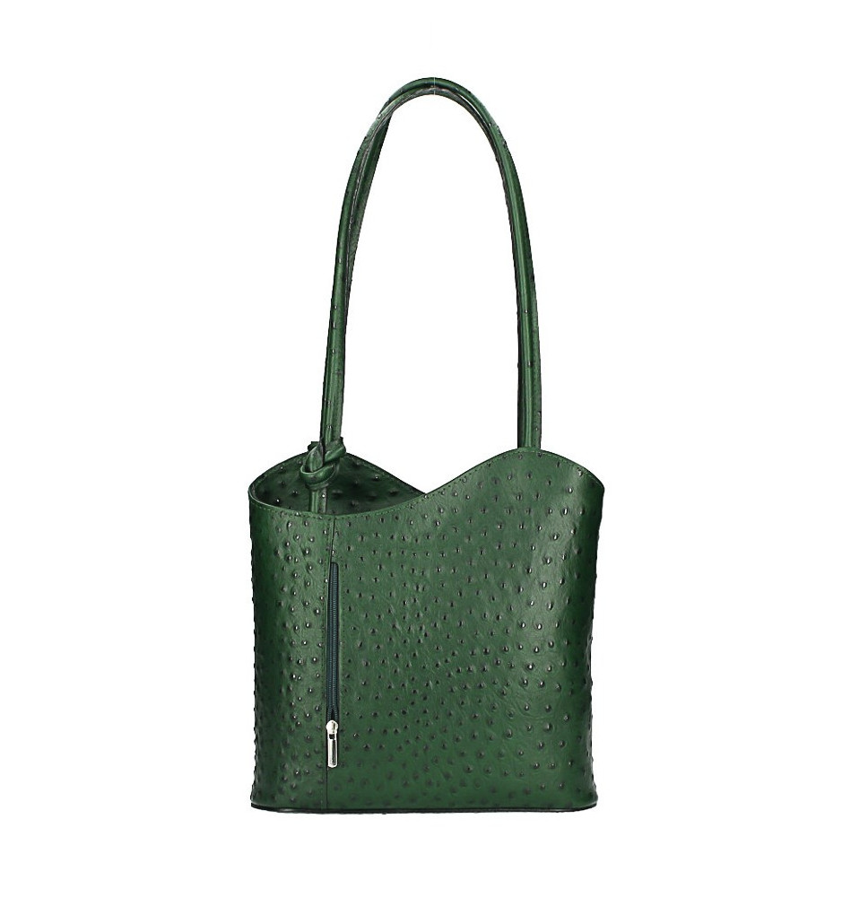 Leather shoulder bag/Backpack 1260 dark green Made in Italy