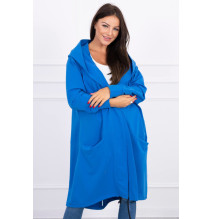 Dámsky kardigán s kapucňou oversize MI0044 modrý