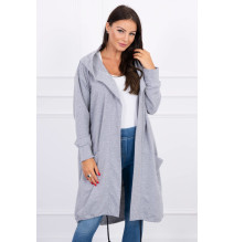 Dámsky kardigán s kapucňou oversize MI0044 šedý