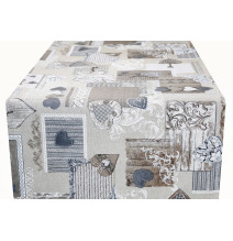 Runner Patchwork cuori taupe Made in Italy