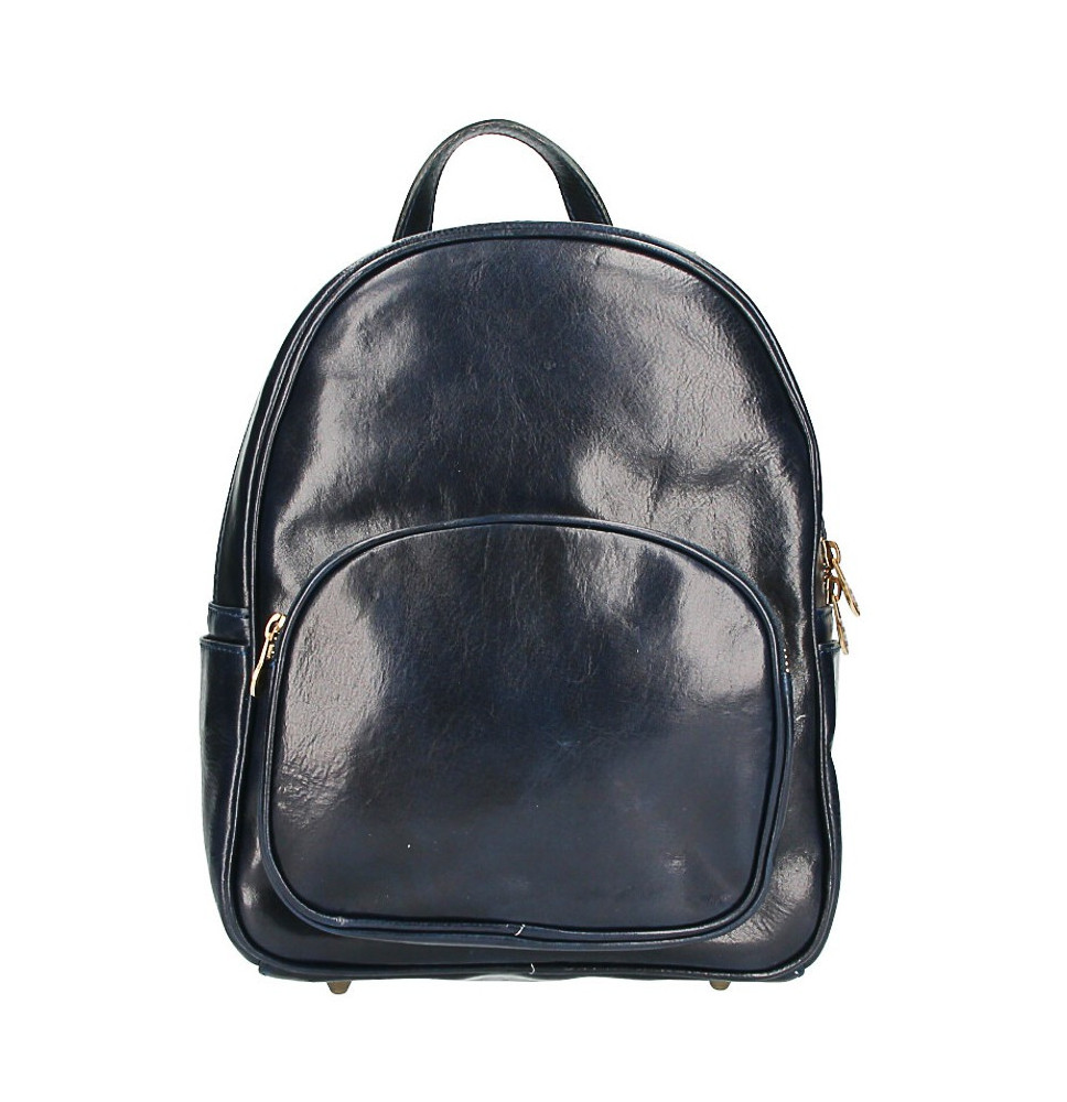 Leather backpack 5341 blue Made in Italy