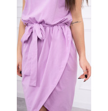 Bavlnené šaty s opaskom MI8980 fialové