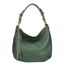 Leather shoulder bag 210 dark green Made in Italy