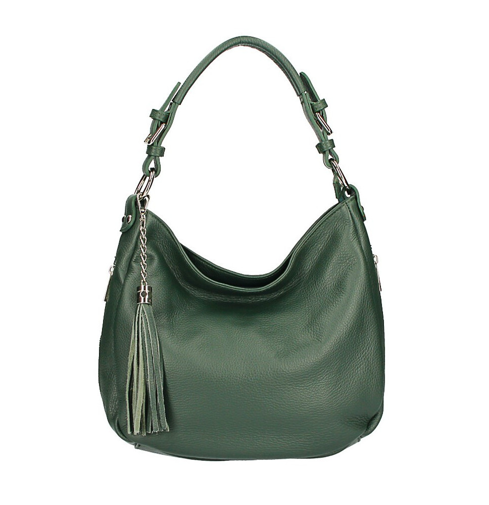 Leather shoulder bag 210 dark green Made in Italy