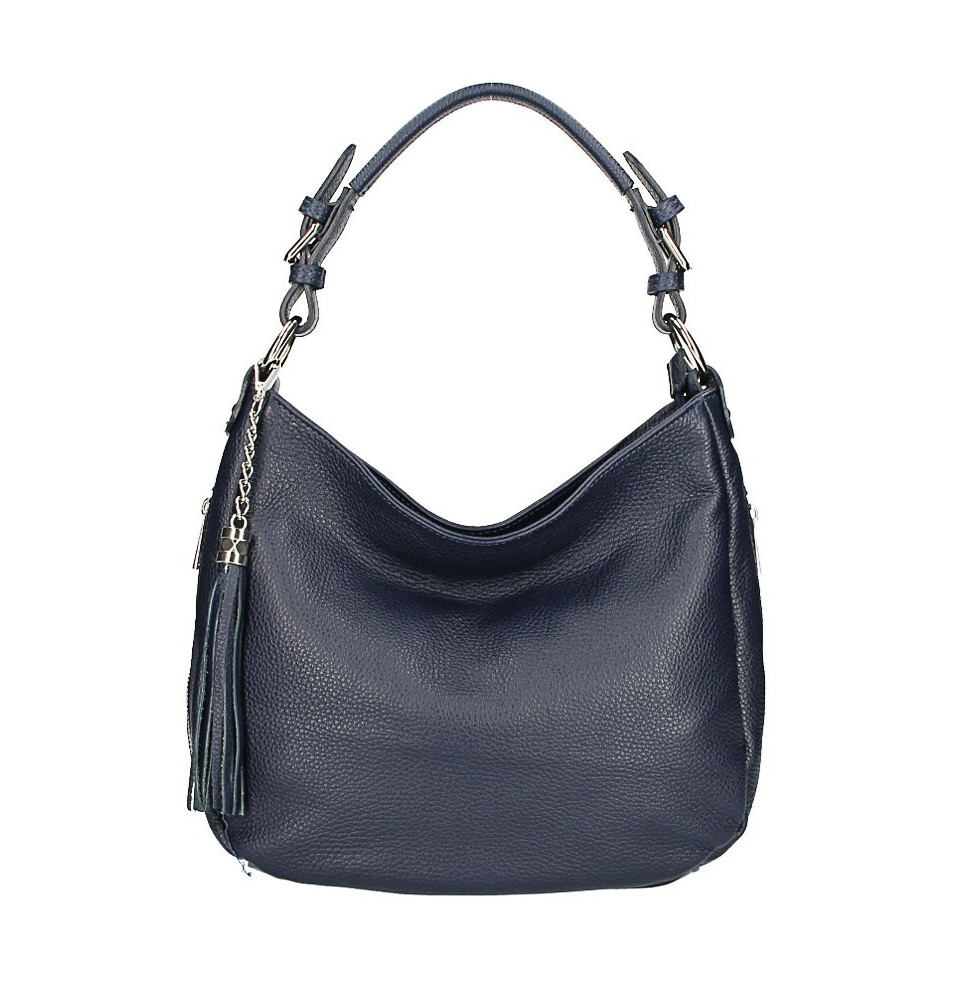 Leather shoulder bag 210 dark blue Made in Italy