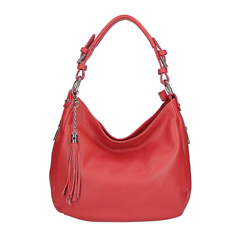 Leather shoulder bag 210 red Made in Italy